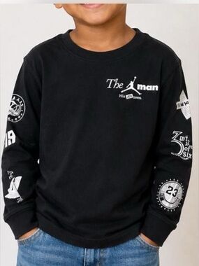 Jordan Black Long-Sleeve Tee with White Logo Details